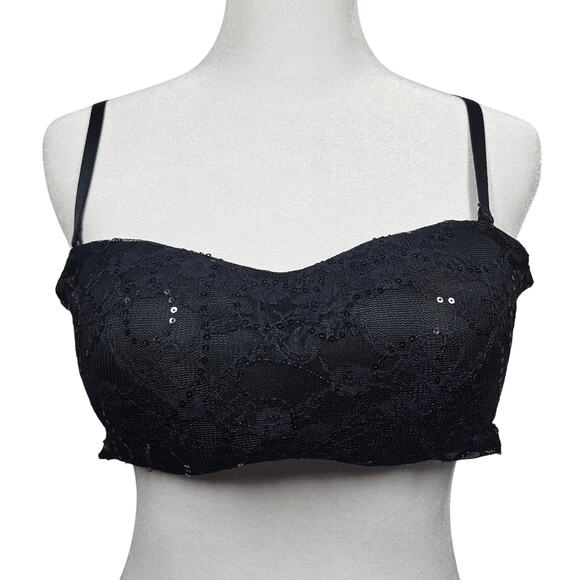 René Rofé NWT Black Sequin Convertible Stretch Bra with Removable Pads Size S - Picture 1 of 9